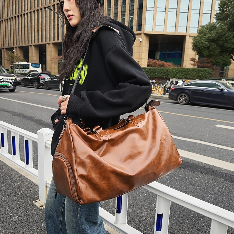 Retro PU Leather Neutral Travel Bag