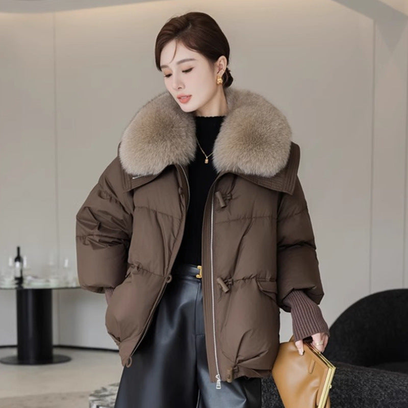 Womens Winter Jacket with Removable Fur Collar