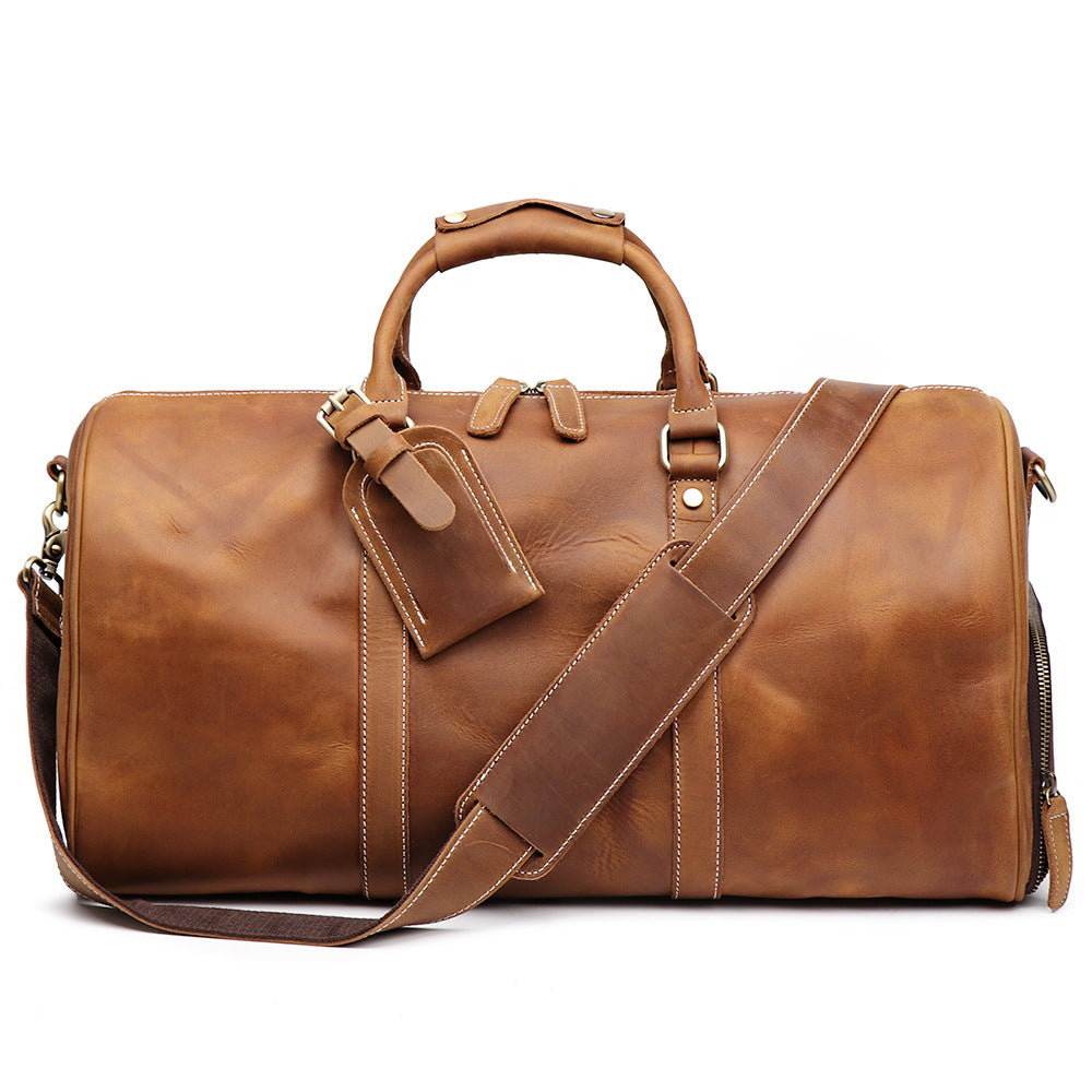Men's genuine leather tote travel bag