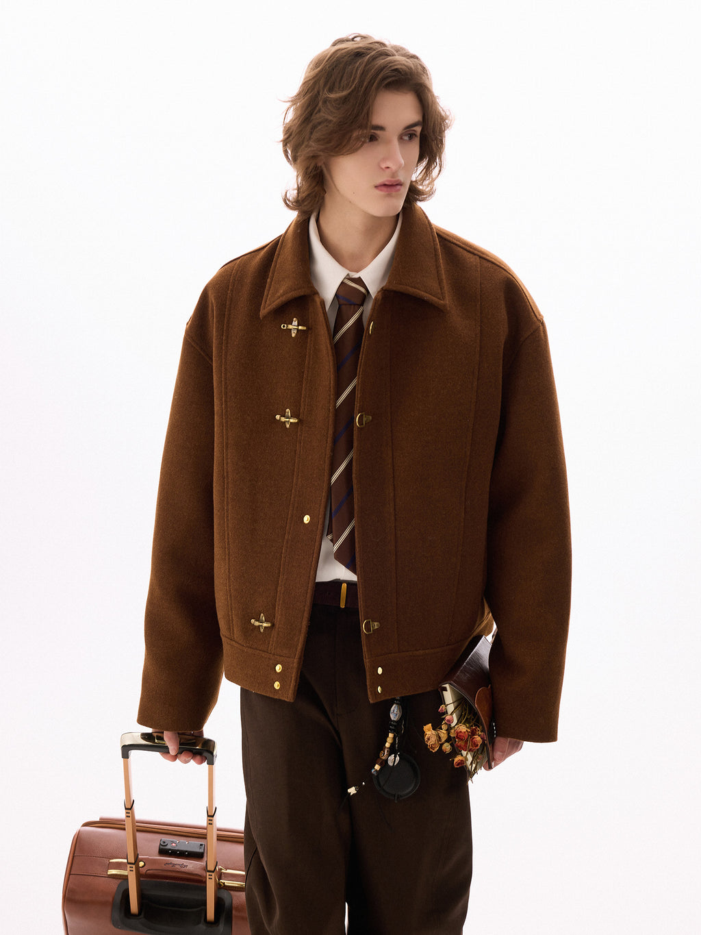 Quilted Wool Blend Jacket with Aircraft Buckle