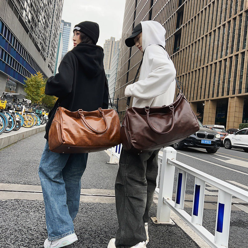 Retro PU Leather Neutral Travel Bag