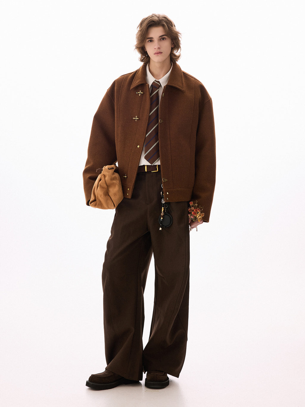 Quilted Wool Blend Jacket with Aircraft Buckle