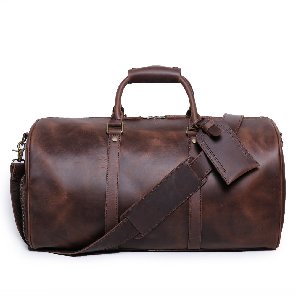 Men's genuine leather tote travel bag